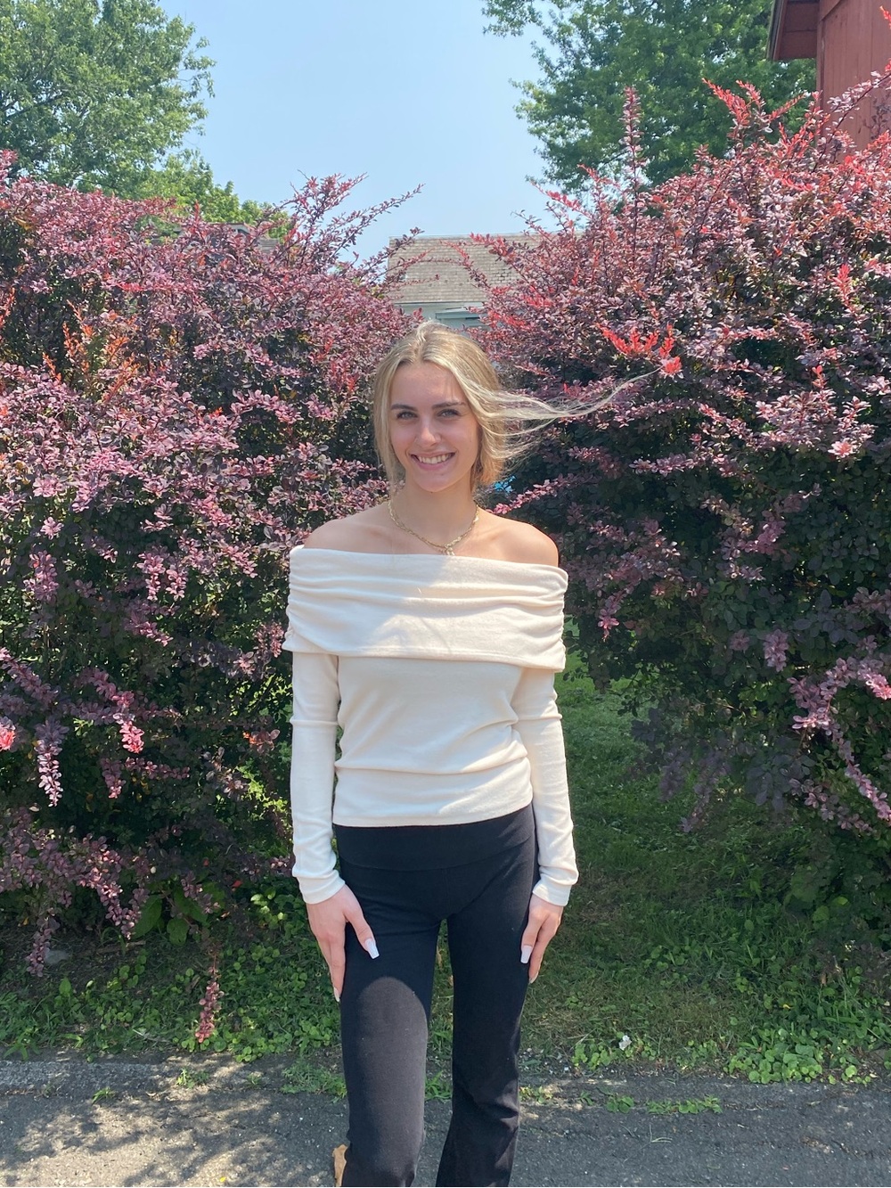 Project Social T Off-Shoulder Cream Women's top